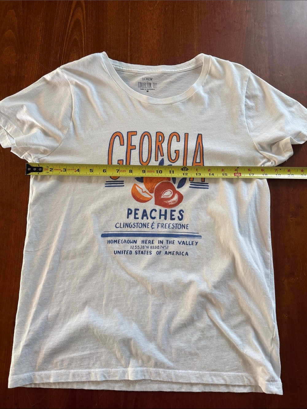 J Crew Factory Collector Tee White Georgia Peaches Medium - Picture 3 of 5